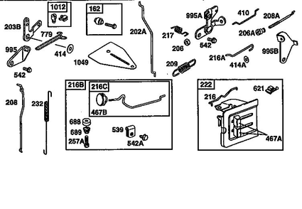 Bracket Control Diagram and Parts List for 135200-135299 0679 Briggs and Stratton Engine